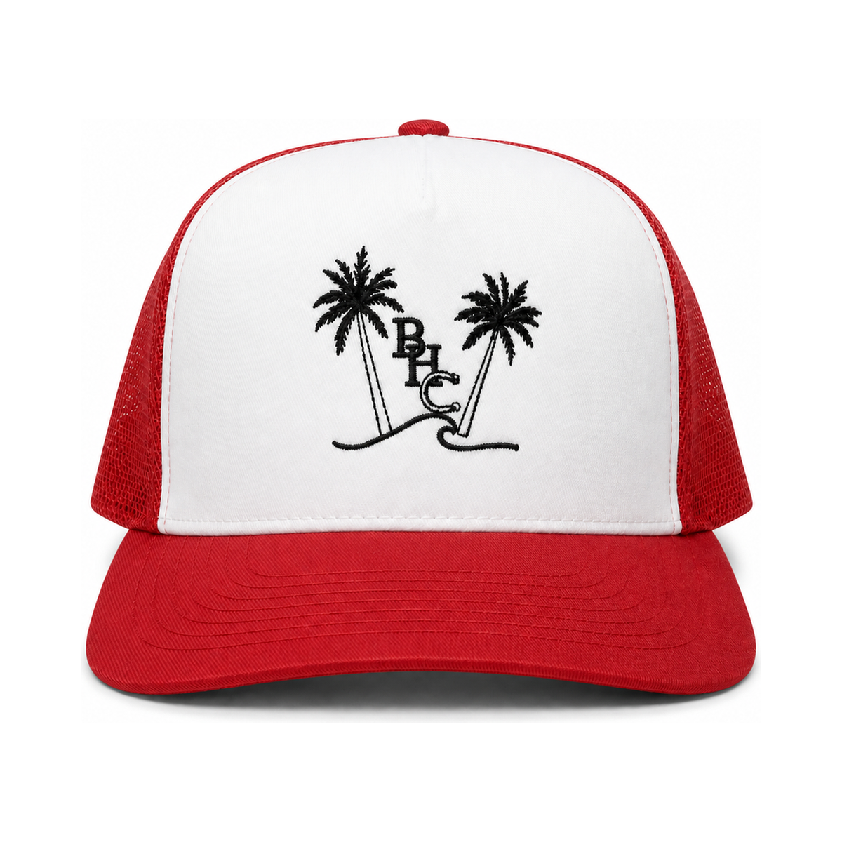 BHC Islander trucker hat in Red, front view