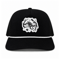 Floral Antler Trucker in Black, front view