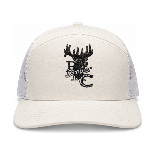 The White Elk Trucker in bone, front view